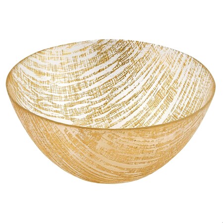 Homeroots 8 in. Hand Crafted Glass Gold Accent Salad or Serving Bowl 375850